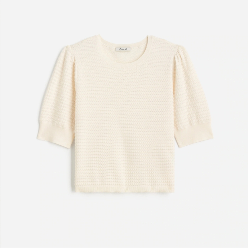 Madewell Merino Wool-Silk Blend Puff-Sleeve Sweater Tee Size M